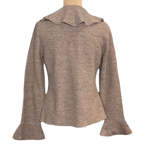 VTG SUSAN BRISTOL Boho Wool Cardigan Sz.S Ruffle Bell Sleeve Cottage Whimsical - Picture 2 of 9